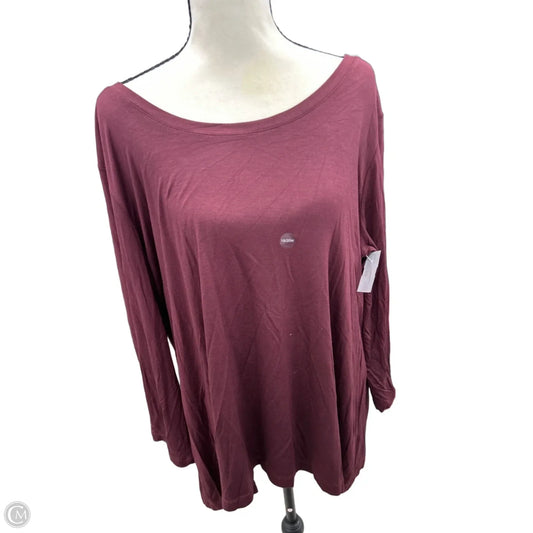 Top Long Sleeve By Cato In Maroon, Size: 1x