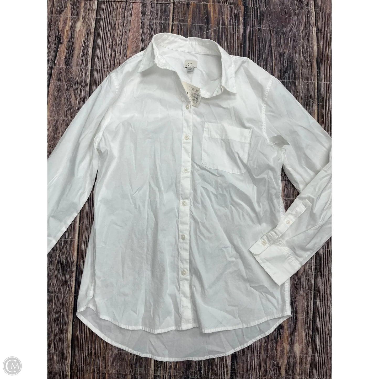 Top Long Sleeve By A New Day In White, Size: M