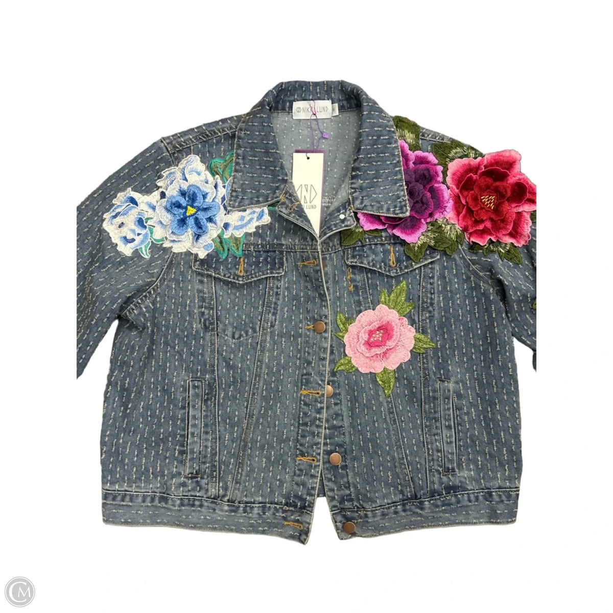 Jacket Denim By Clothes Mentor In Blue, Size: Xl