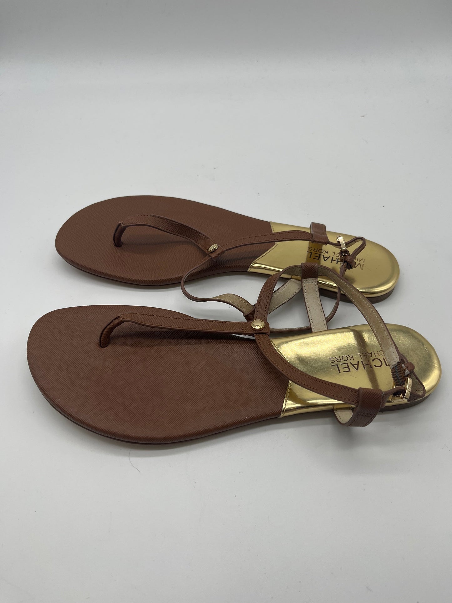 Brown Sandals Flats Michael Kors, Size 9.5