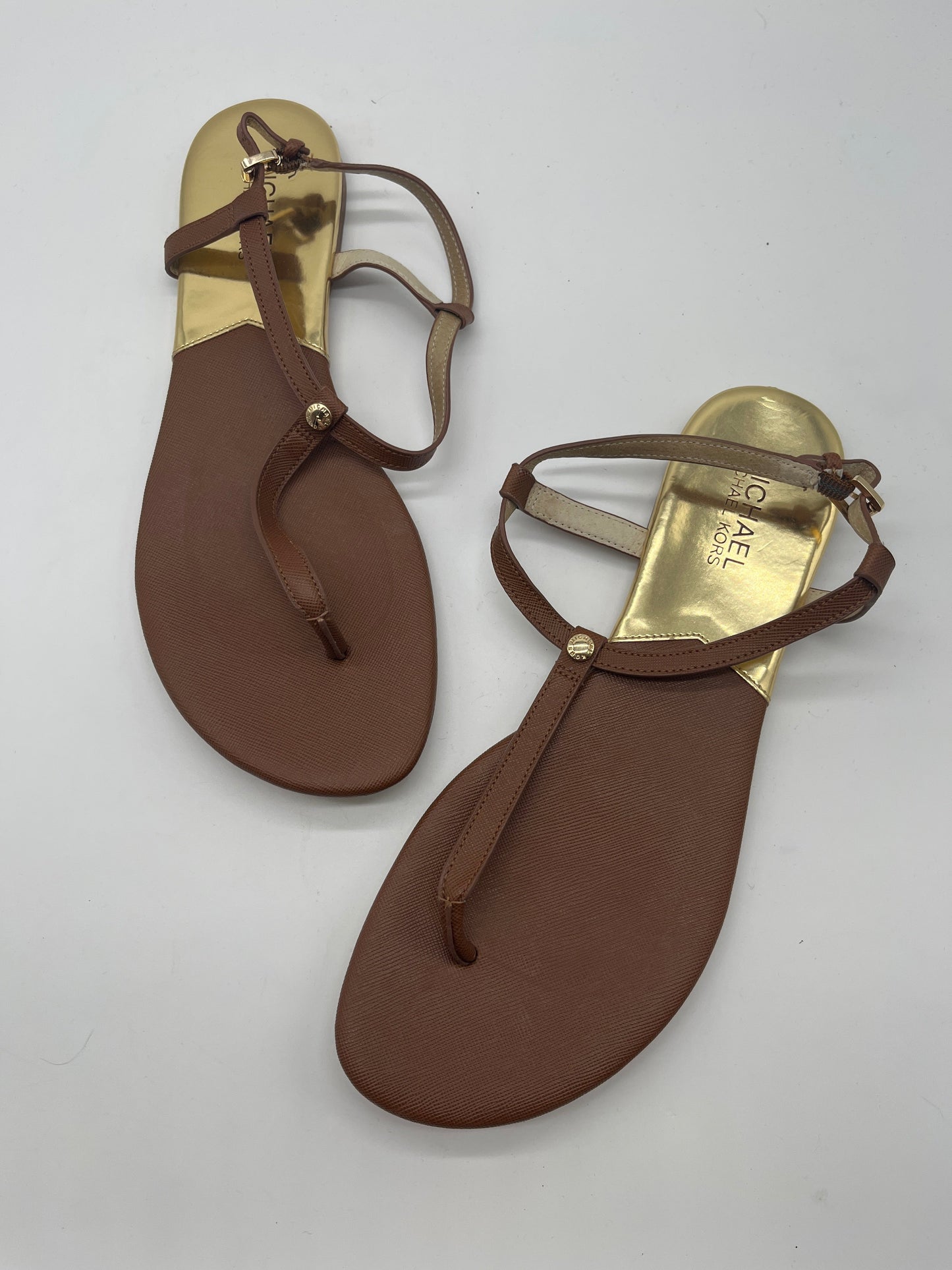 Brown Sandals Flats Michael Kors, Size 9.5