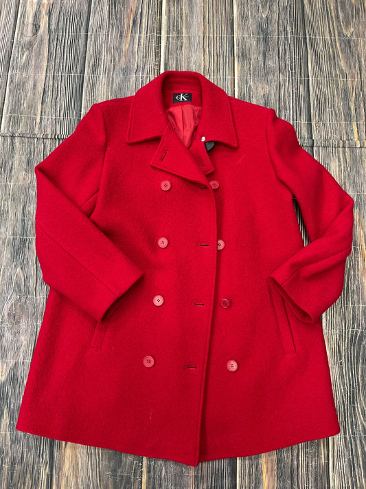 Coat Peacoat By Calvin Klein In Red, Size: L