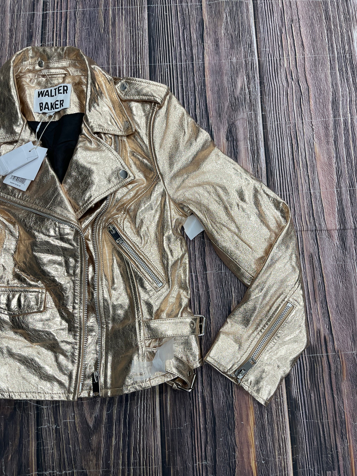 Jacket Leather By Walter Baker In Gold, Size: L