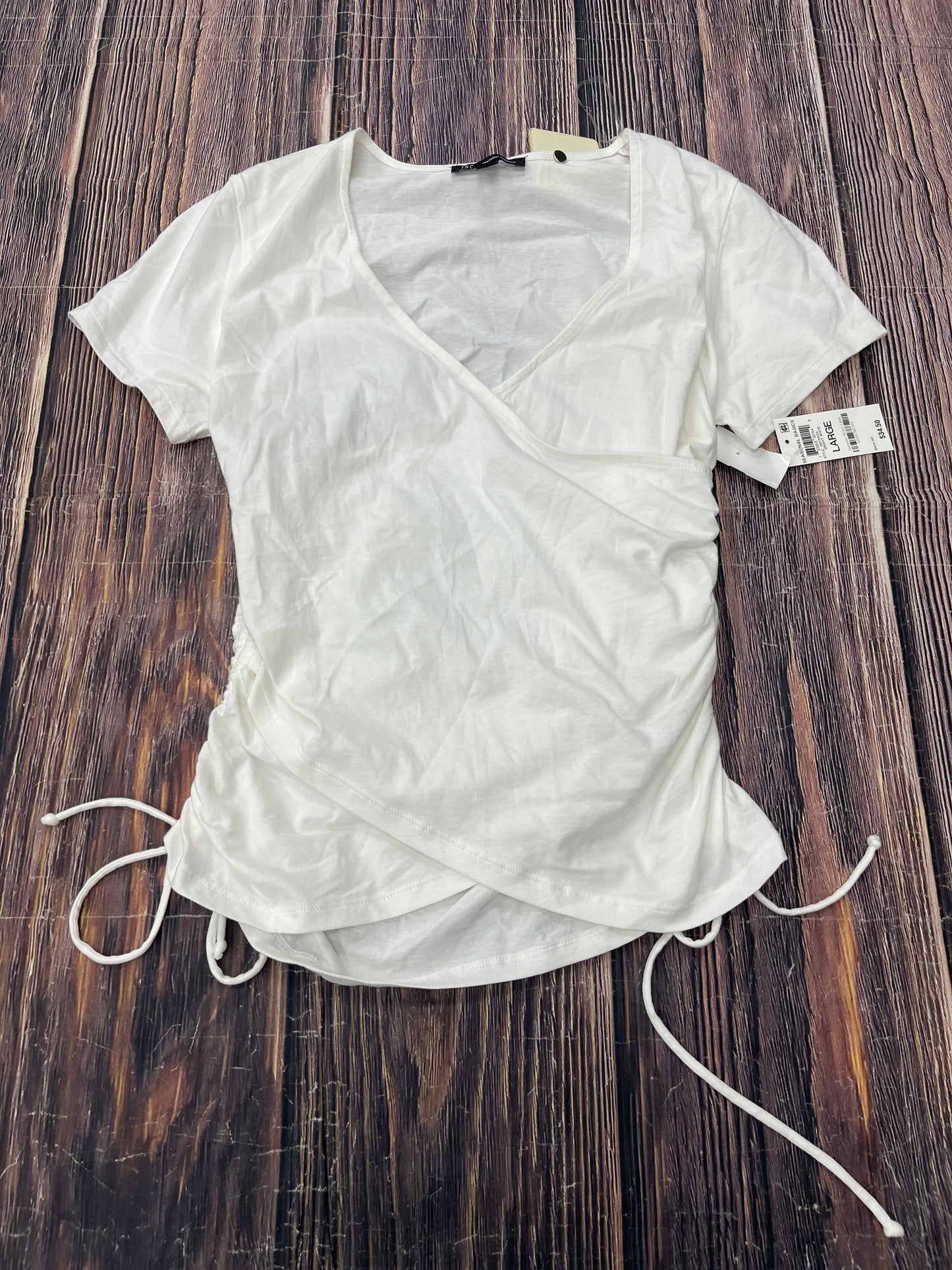 Top Short Sleeve By Inc In White, Size: L