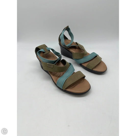 Sandals Heels Wedge By Keen In Green, Size: 8.5