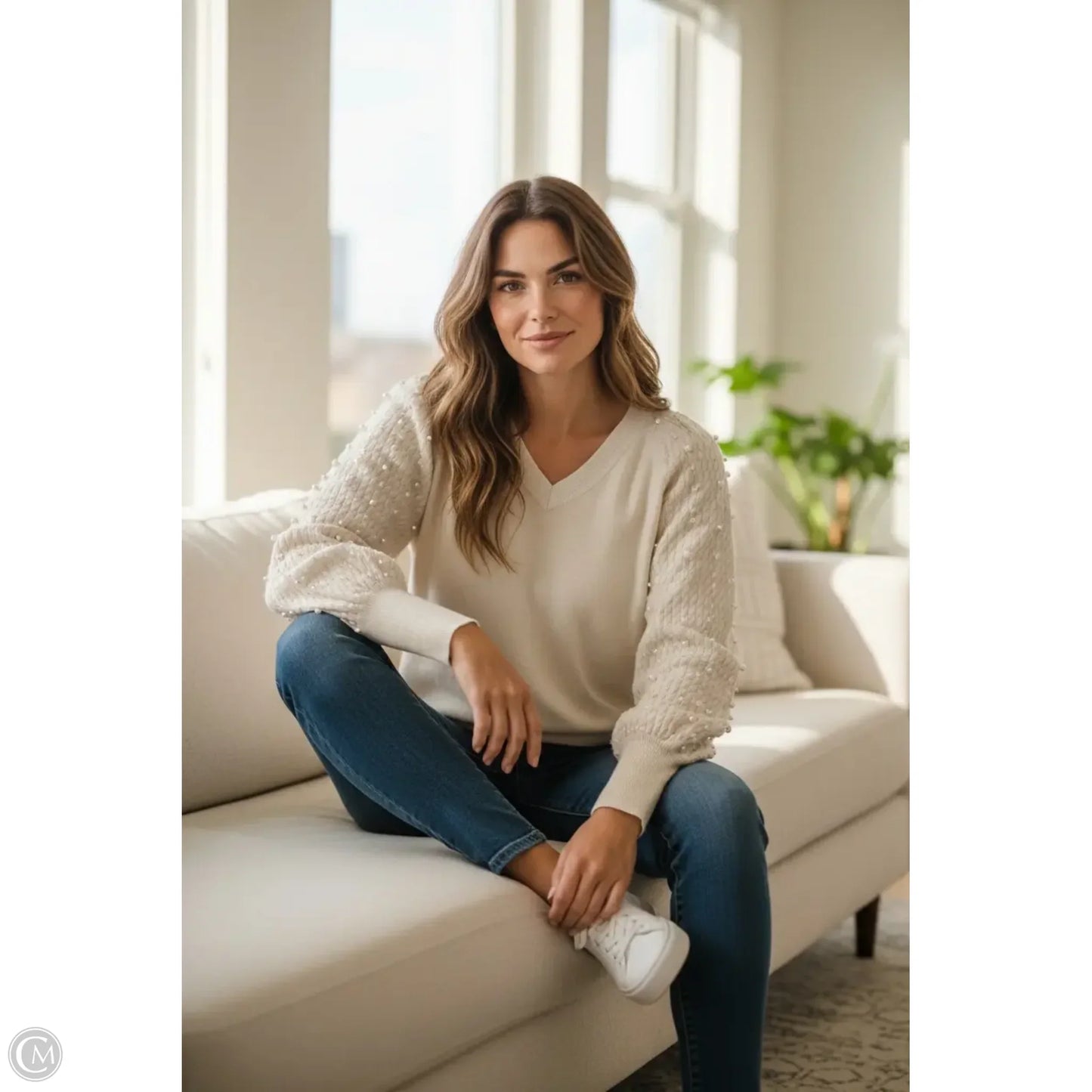 Sweater By Clothes Mentor In Cream, Size: S