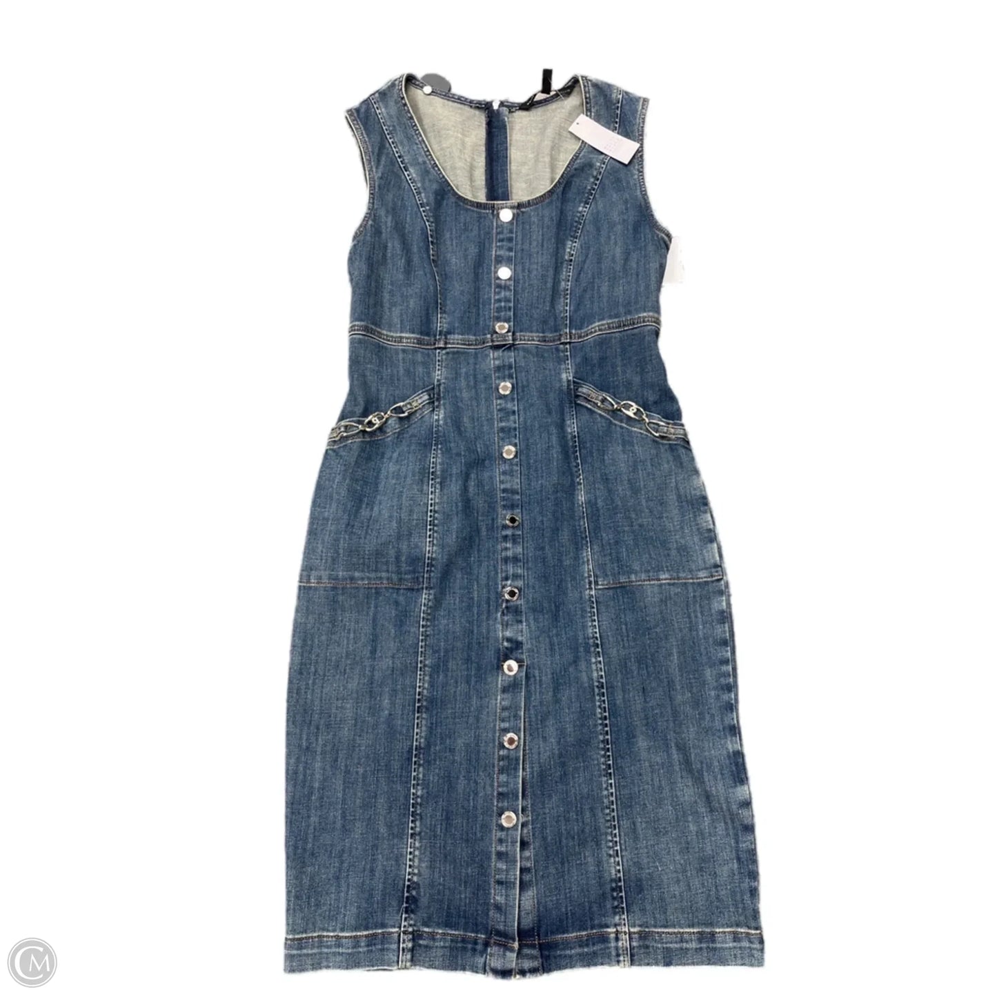 Dress Casual Midi By White House Black Market In Blue Denim, Size: M