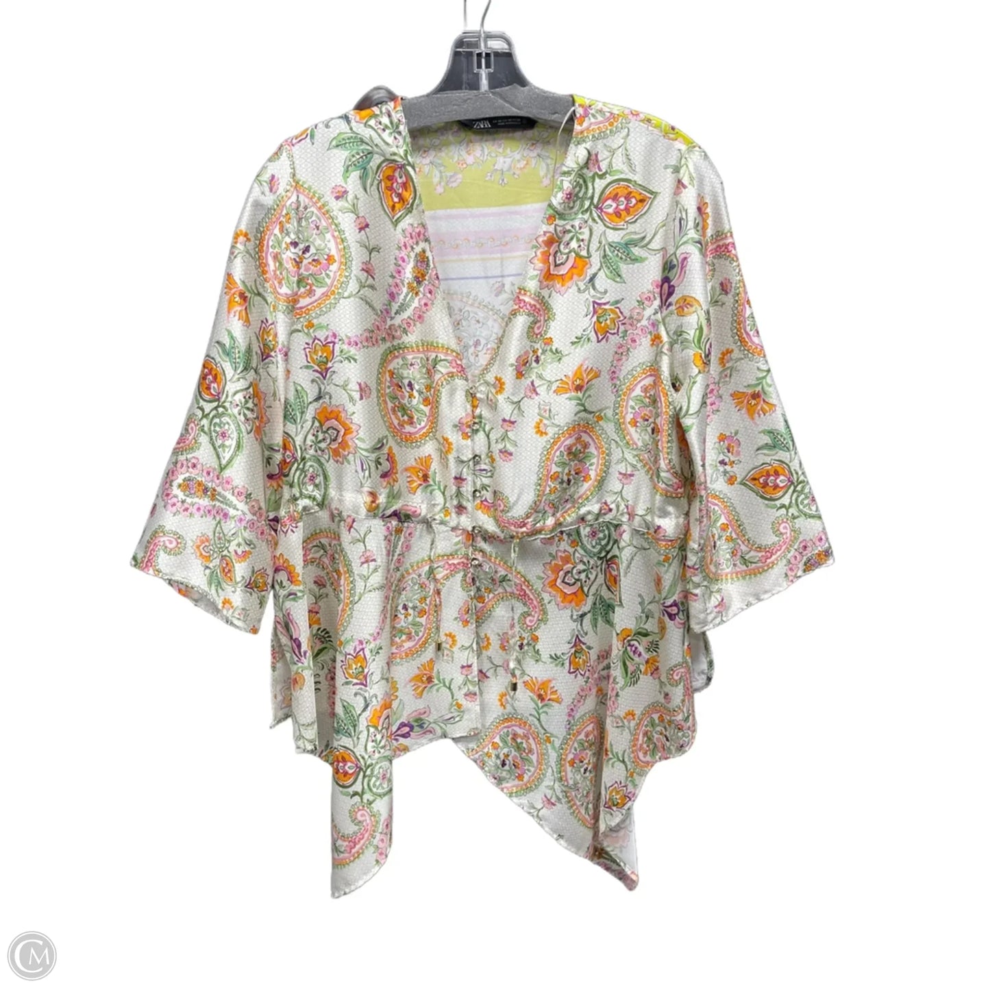 Top Long Sleeve By Zara In Green, Size: Xs