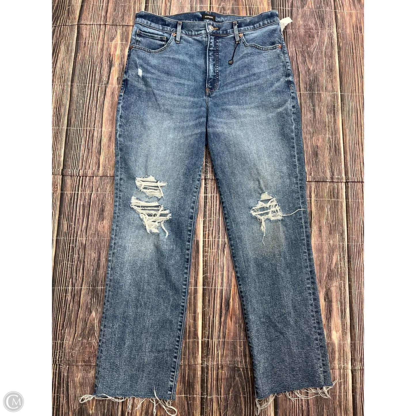 Jeans Straight By Express In Blue Denim, Size: 14