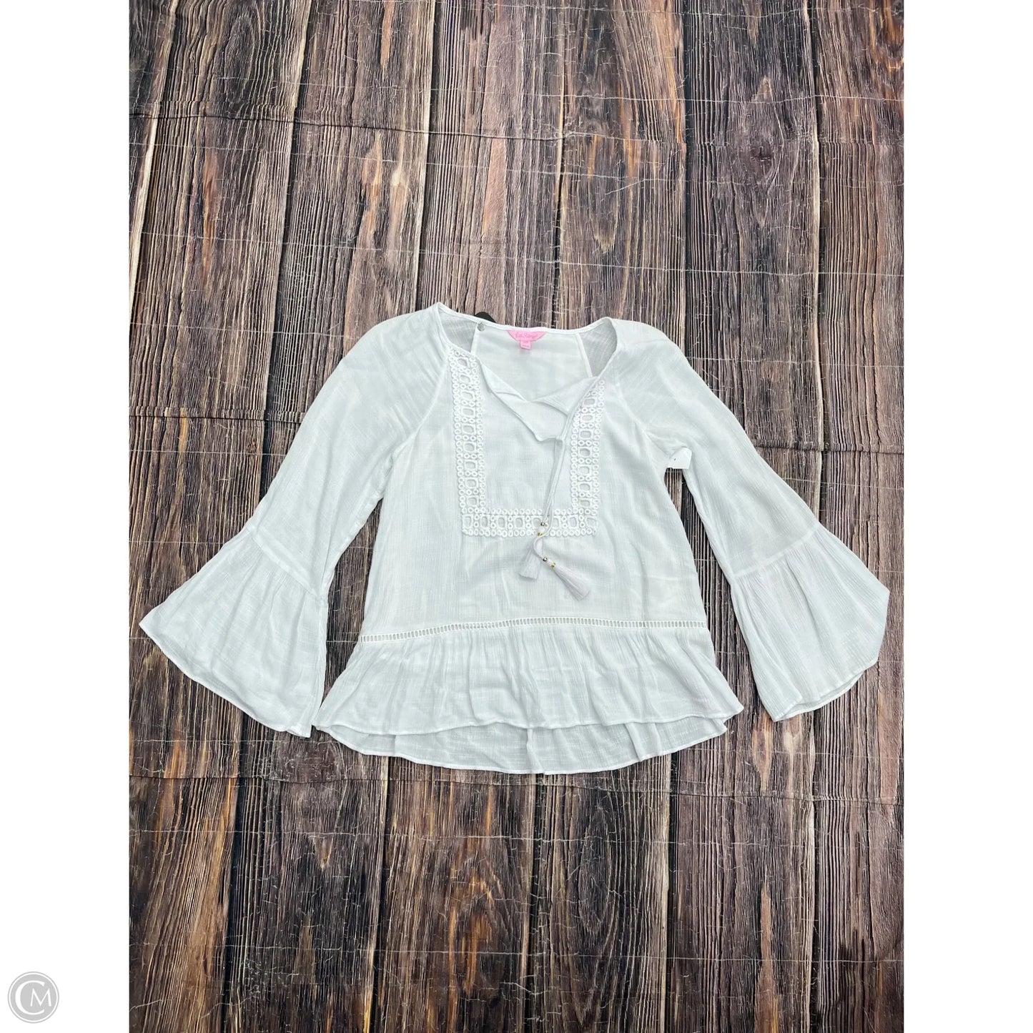Top Long Sleeve Designer By Lilly Pulitzer In White, Size: Xxs