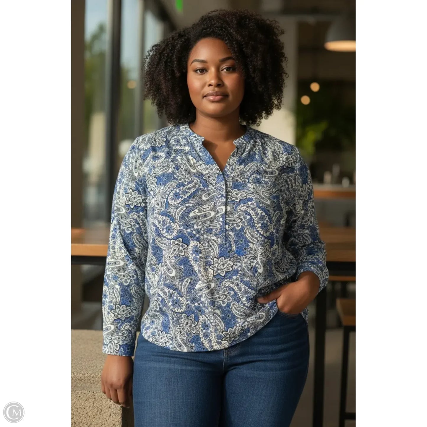 Top Long Sleeve By Lane Bryant In Blue, Size: 2x