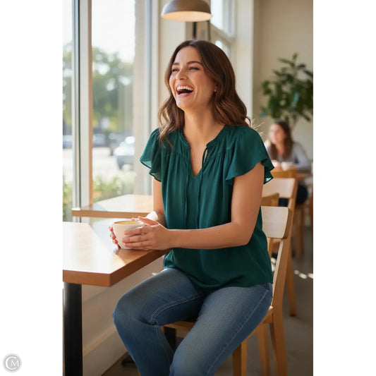 Top Short Sleeve By Lc Lauren Conrad In Green, Size: M