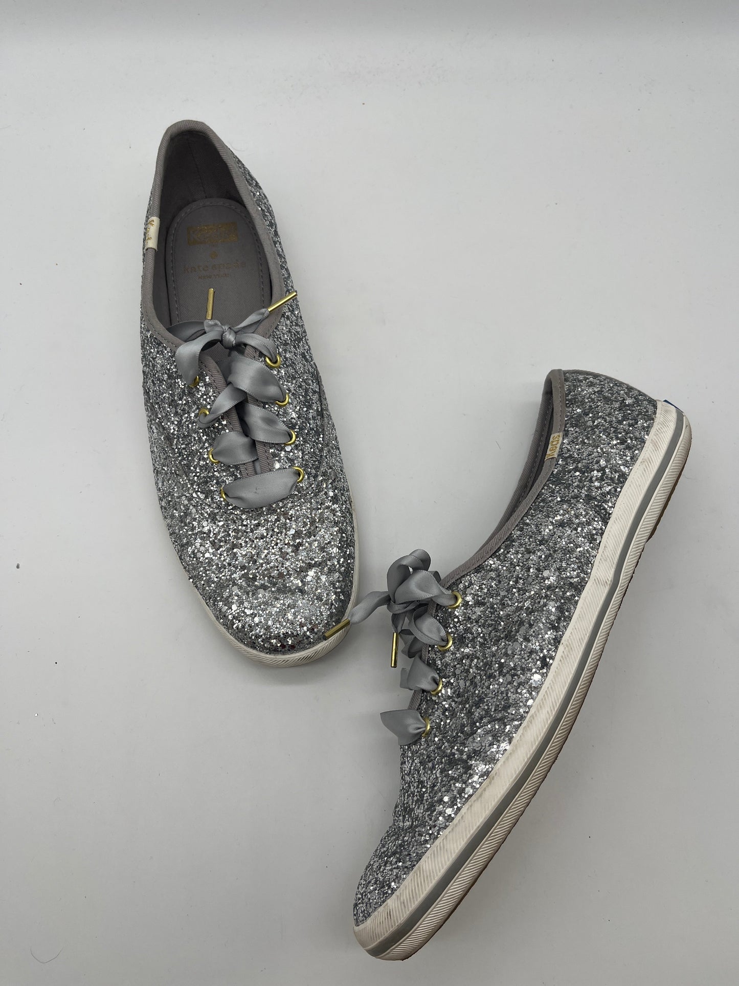 Silver Shoes Sneakers Keds, Size 8