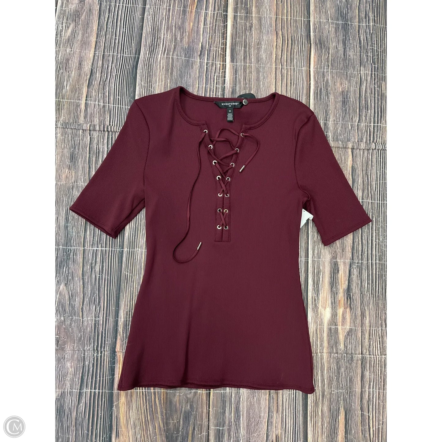 Top Short Sleeve By White House Black Market In Red, Size: M