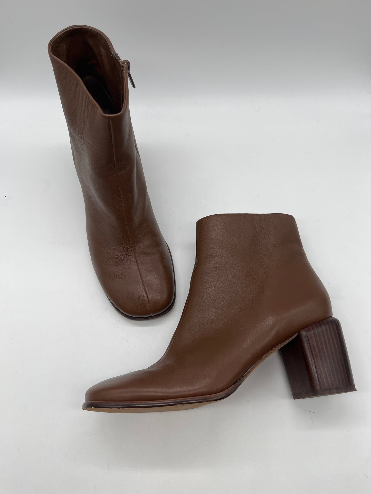 Boots Ankle Heels By Vince In Brown, Size: 10