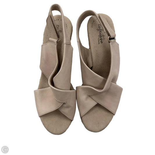 Sandals Heels Wedge By Clarks In Tan, Size: 9.5