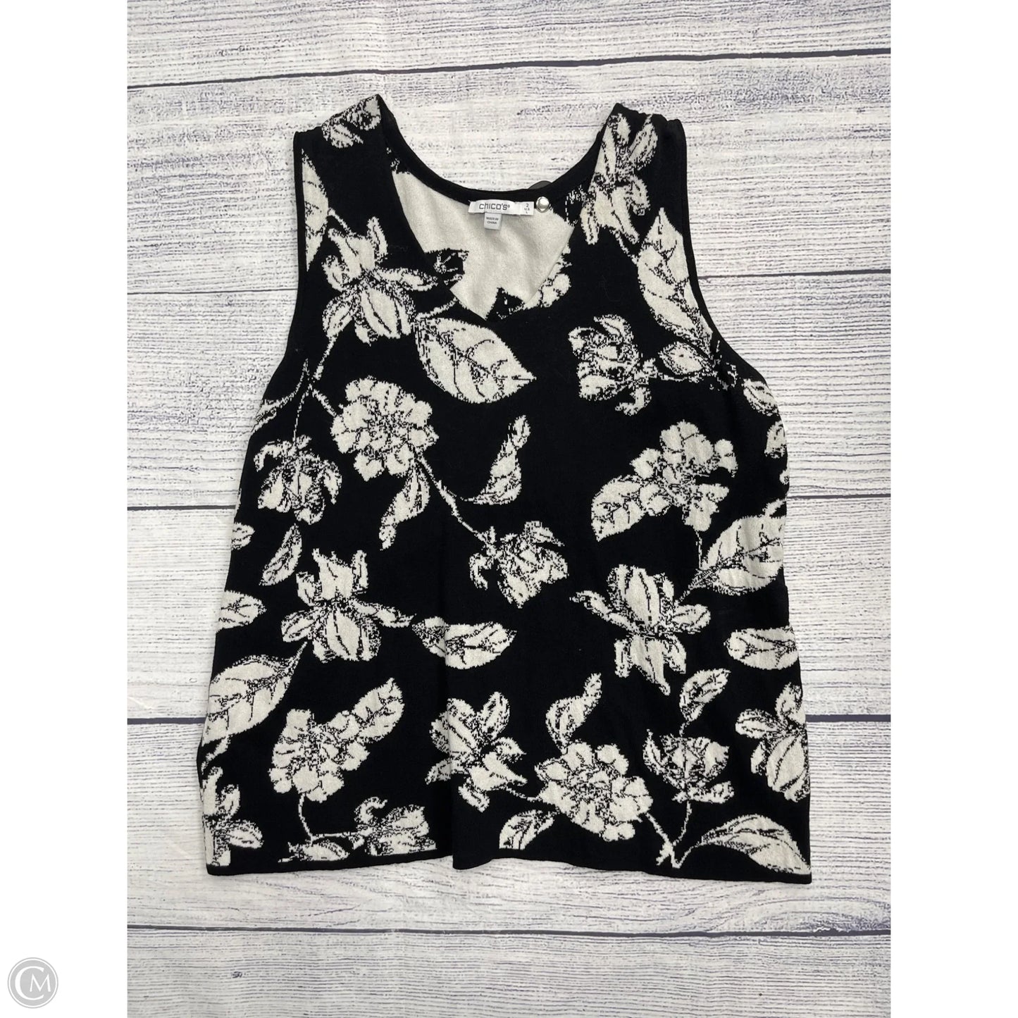 Tank Top By Chicos In Black & White, Size: L