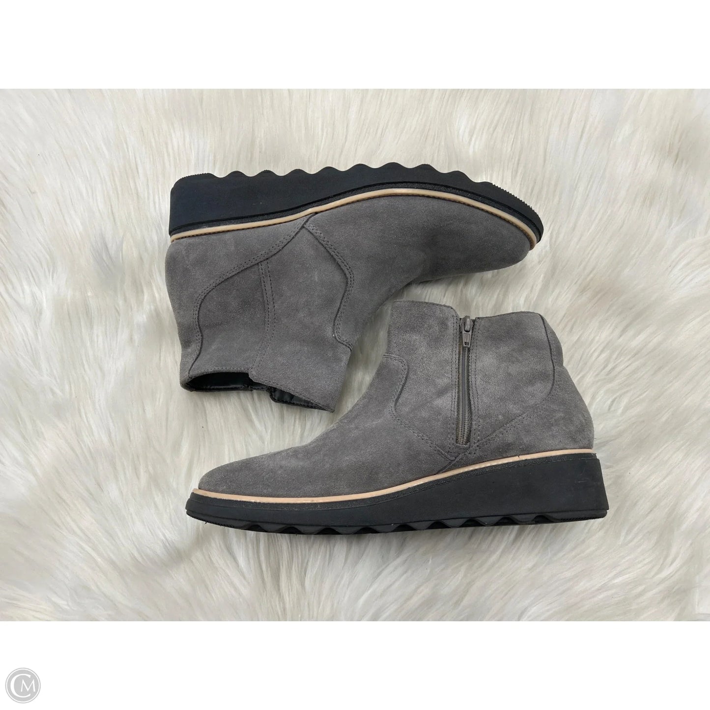 Boots Ankle Flats By Clarks In Grey, Size: 9.5