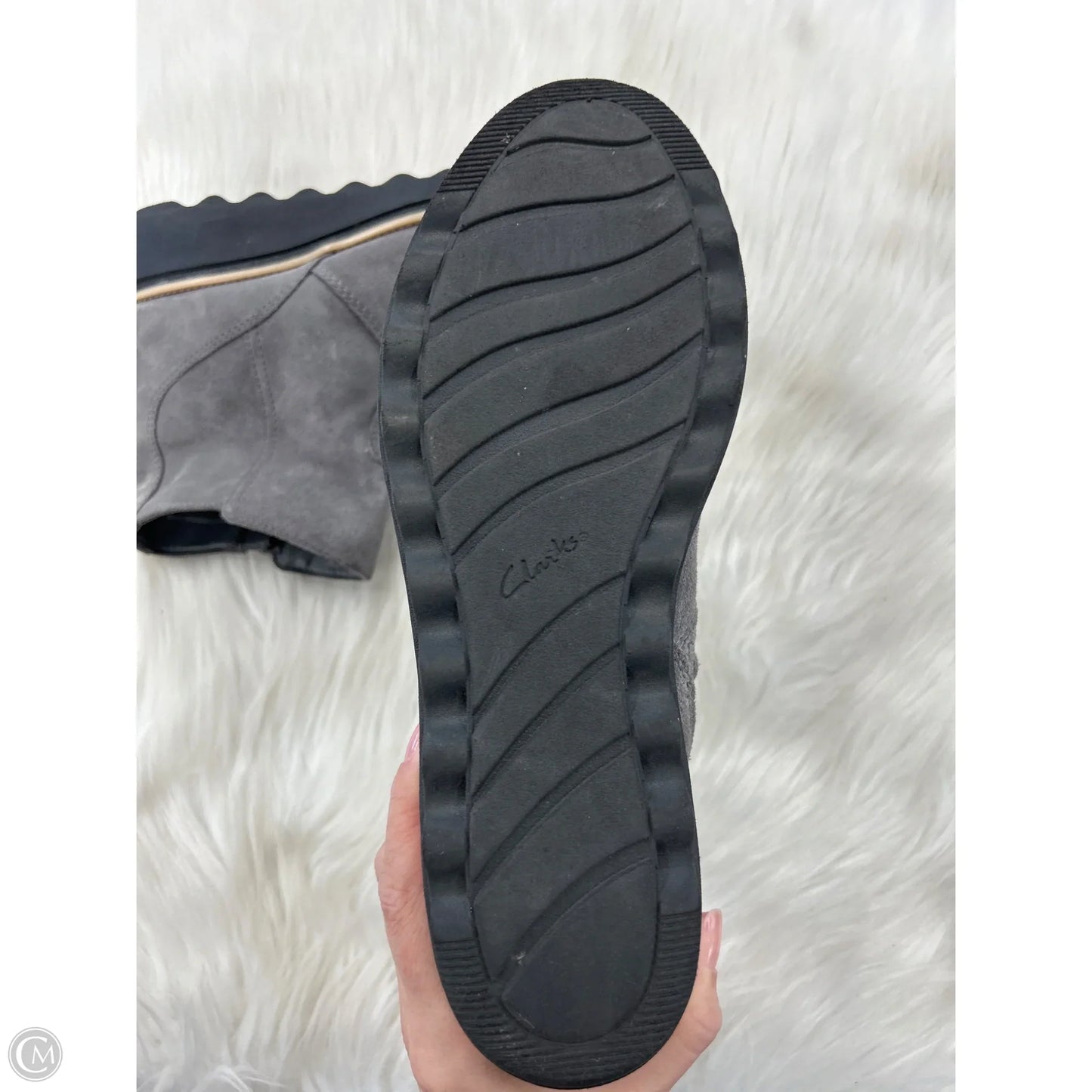 Boots Ankle Flats By Clarks In Grey, Size: 9.5
