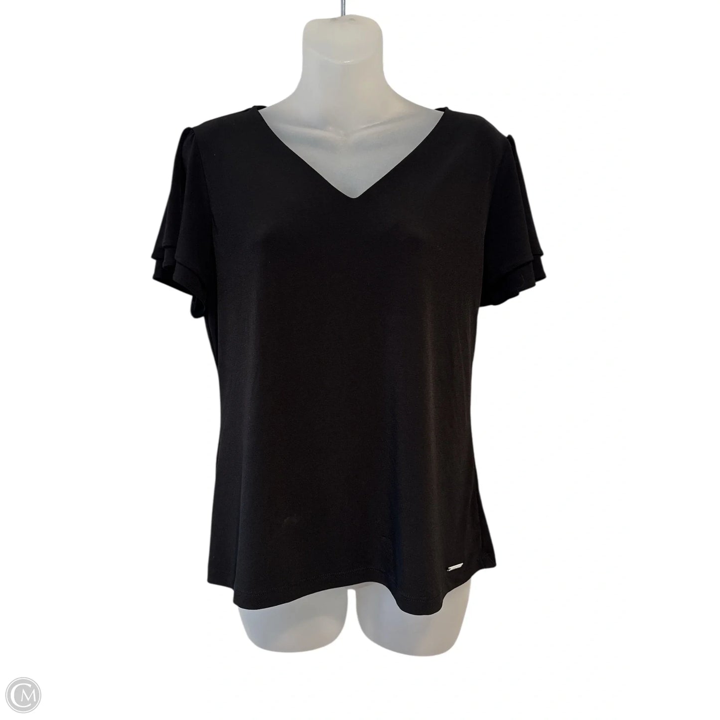 Top Short Sleeve By Calvin Klein In Black, Size: M
