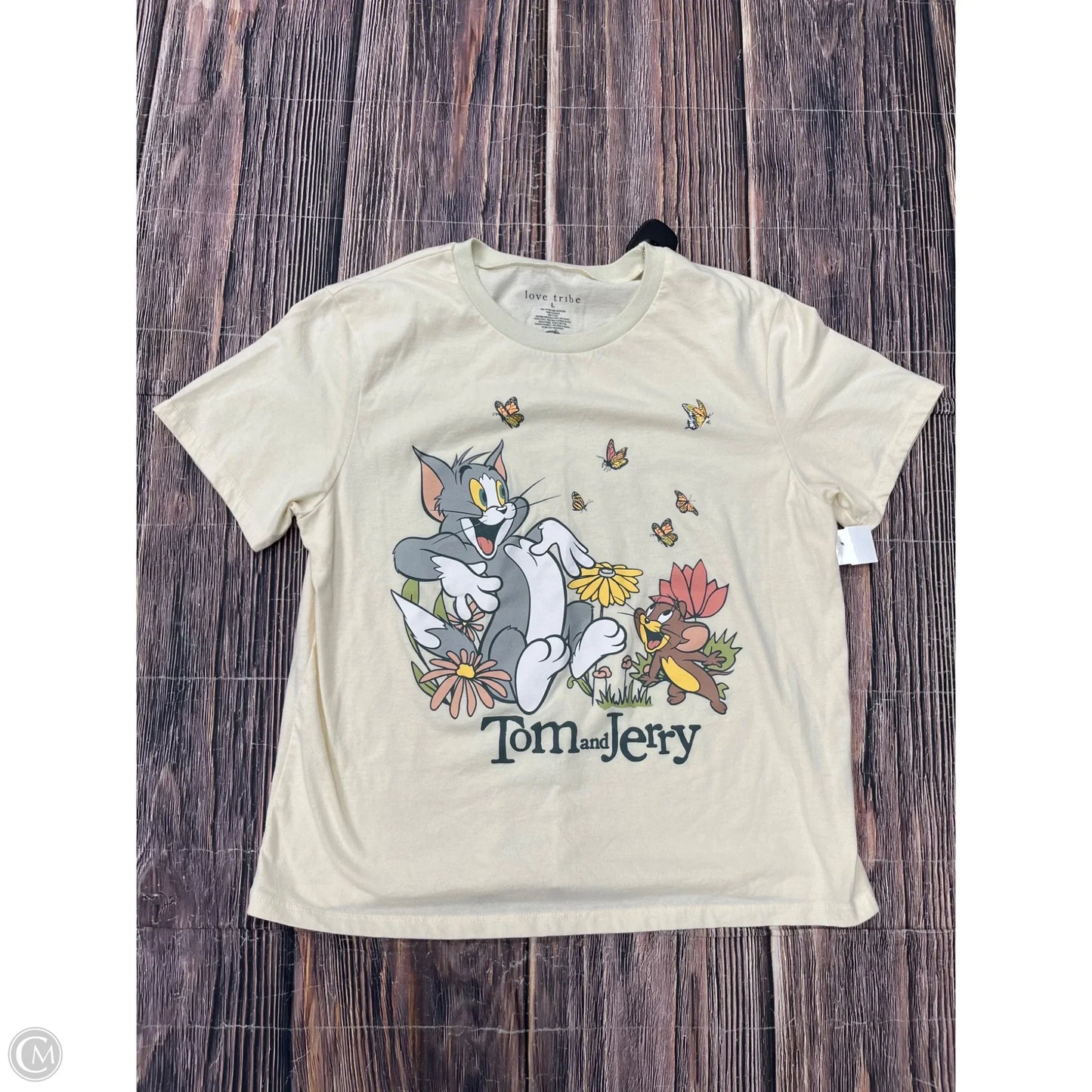 Top Short Sleeve Basic By Clothes Mentor In Cream, Size: L