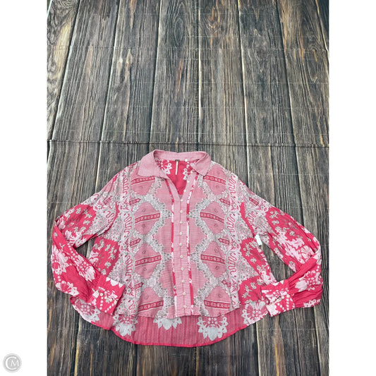 Top Long Sleeve By Free People In Pink, Size: S