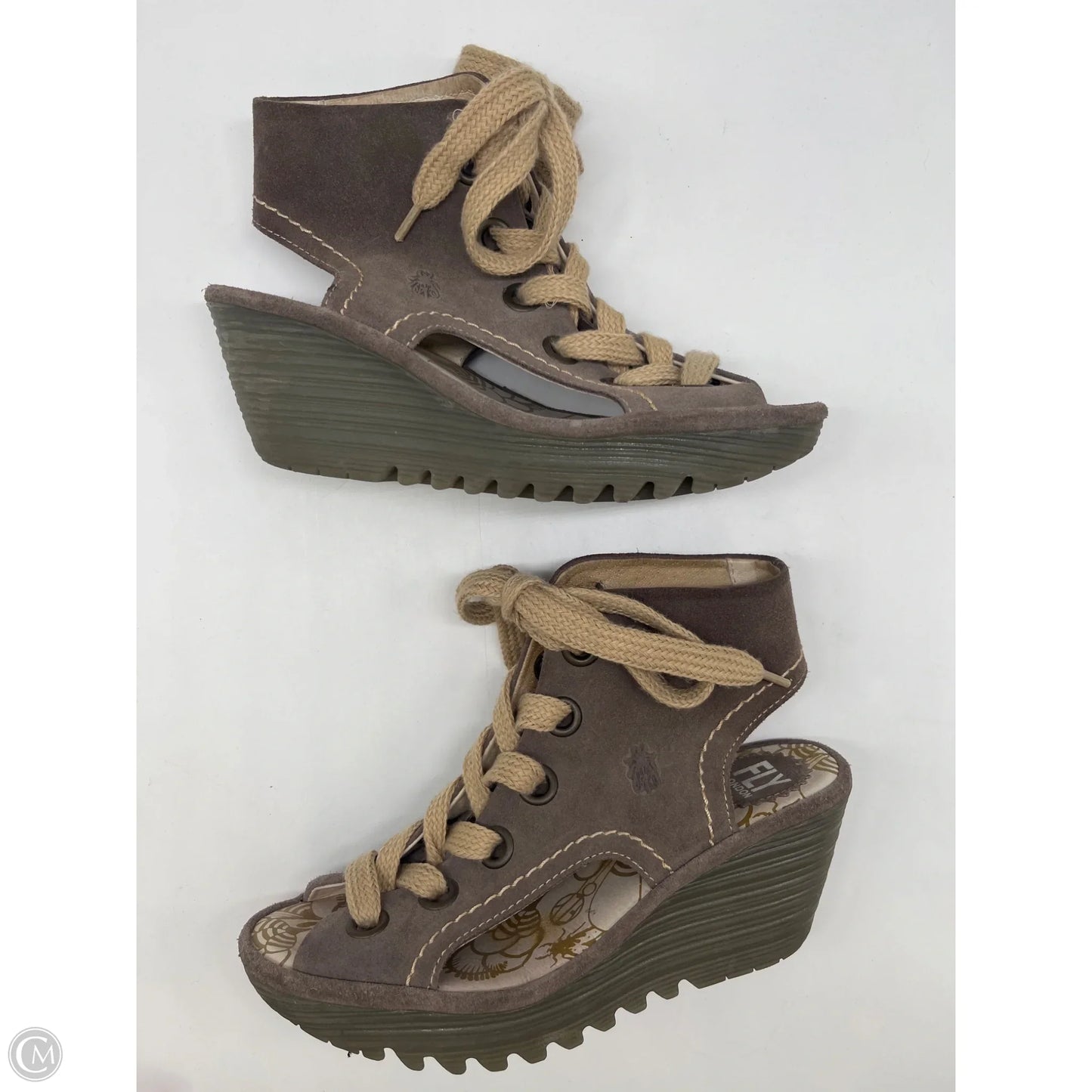 Sandals Heels Wedge By Fly London In Tan, Size: 5.5