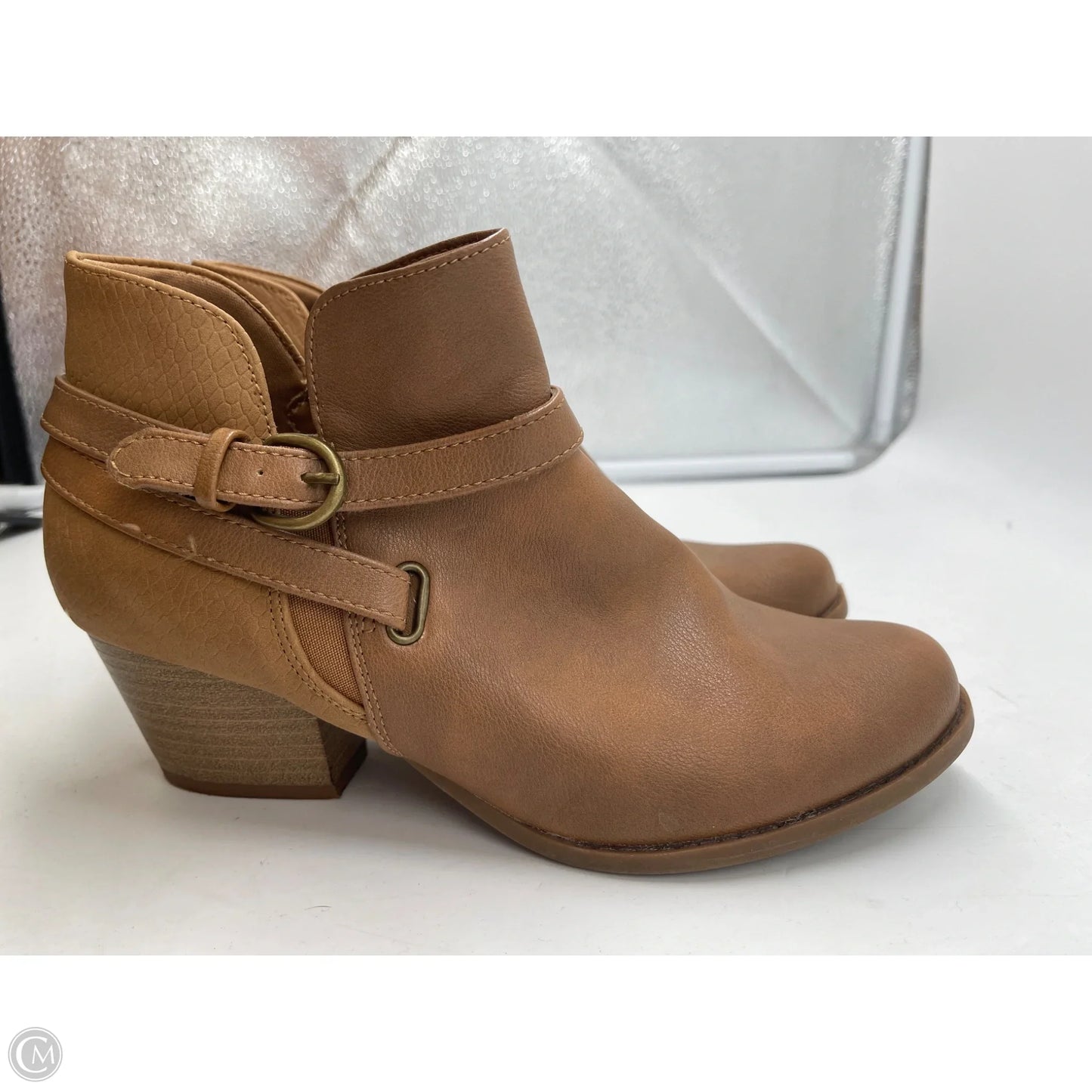 Boots Ankle Heels By Bare Traps In Tan, Size: 8.5