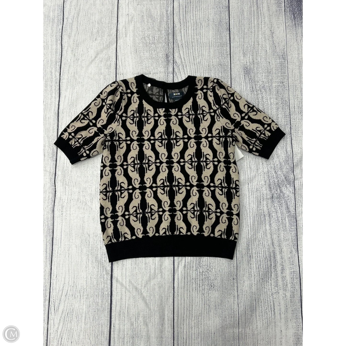 Sweater Short Sleeve By Anthropologie In Black & Cream, Size: M