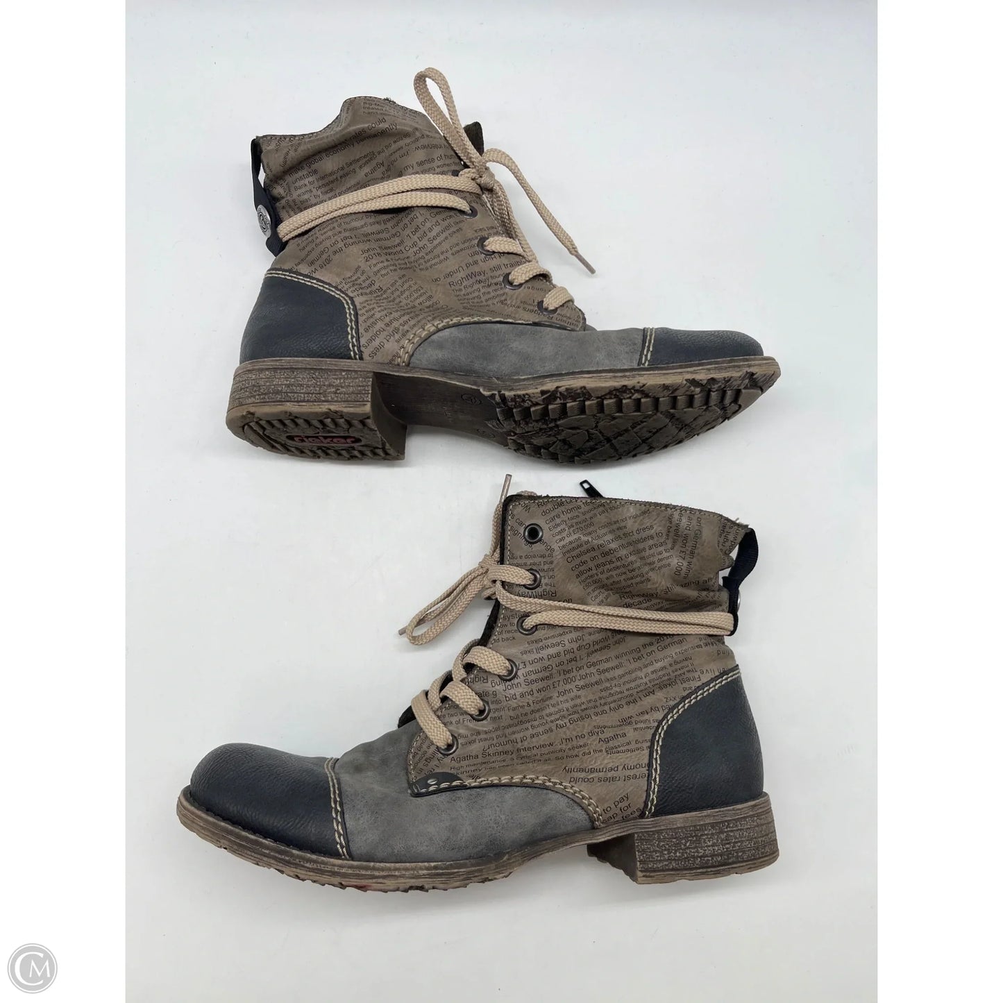 Boots Combat By Riekers In Grey, Size: 9.5