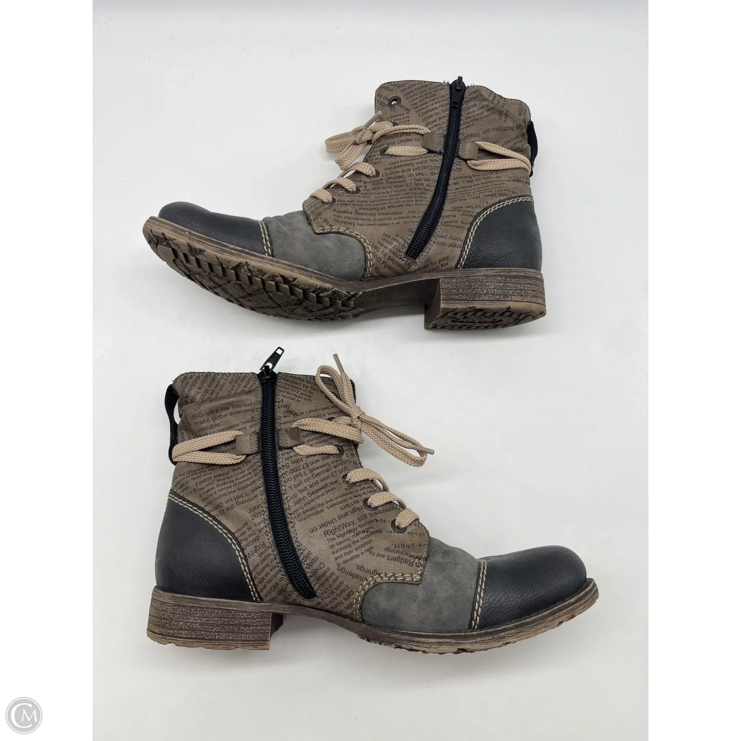 Boots Combat By Riekers In Grey, Size: 9.5