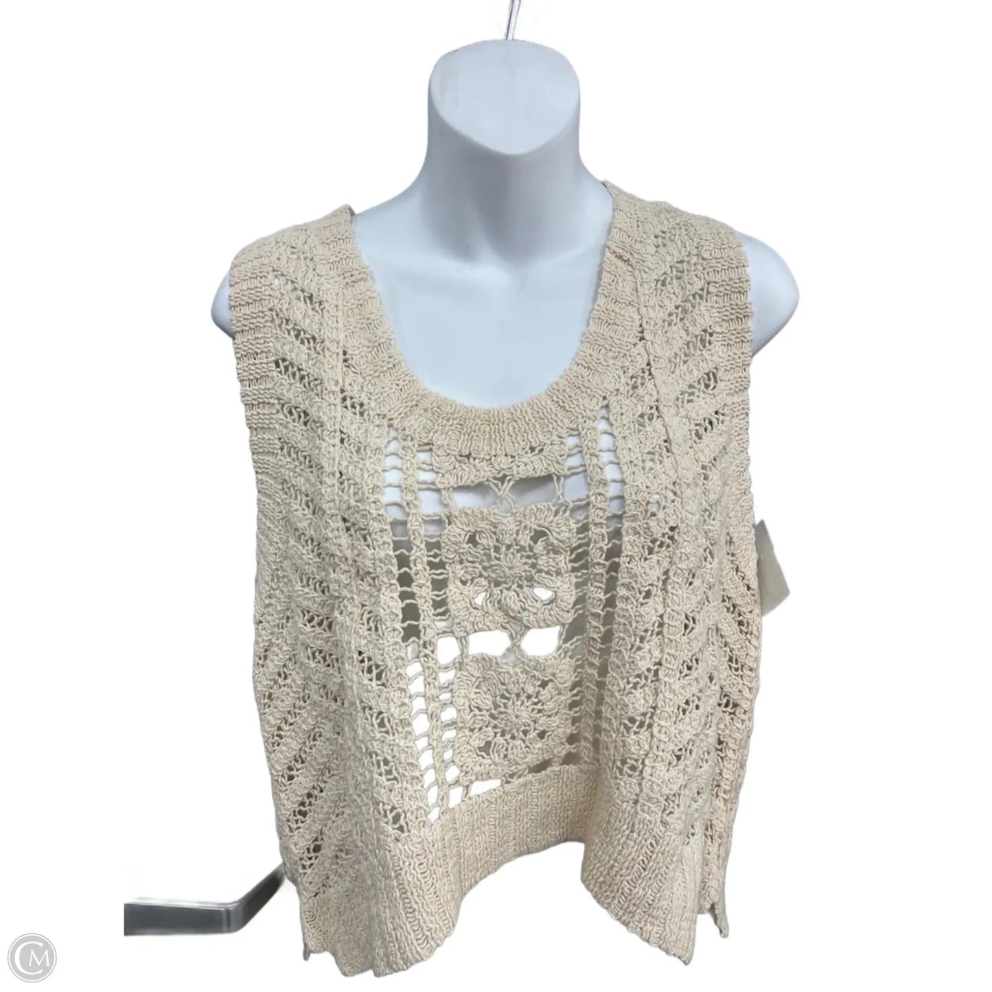Vest Sweater By Clothes Mentor In Cream, Size: L