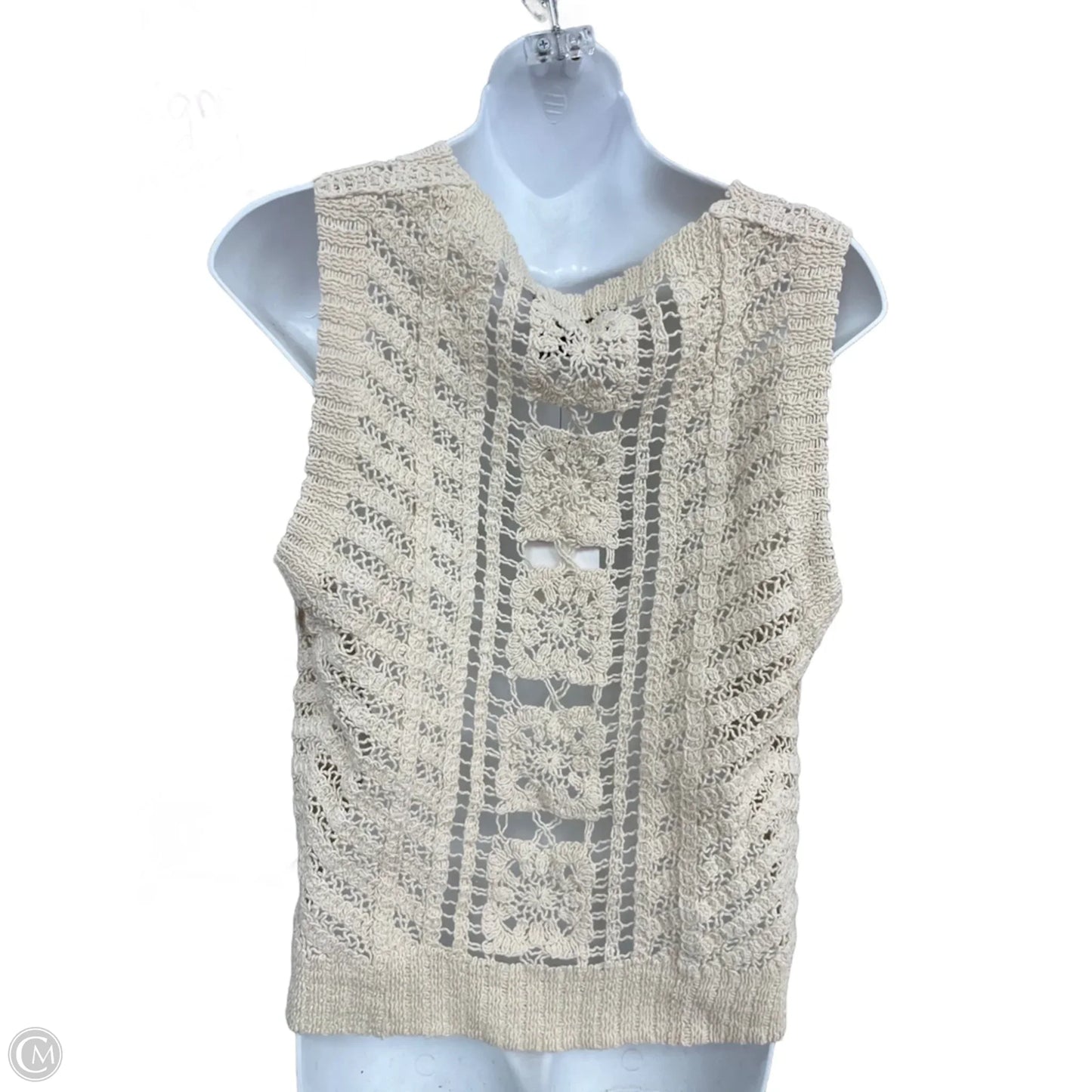 Vest Sweater By Clothes Mentor In Cream, Size: L
