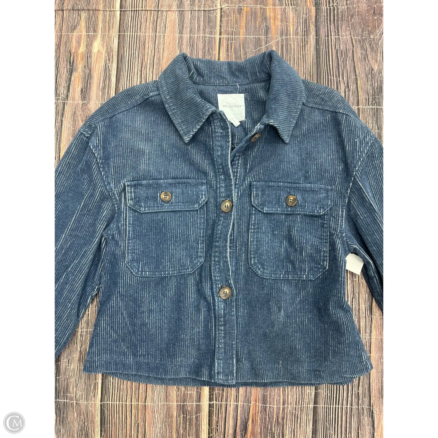 Jacket Shirt By Avec Les Filles In Blue, Size: M