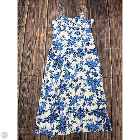 Dress Casual Midi By Loft In Blue & White, Size: 4