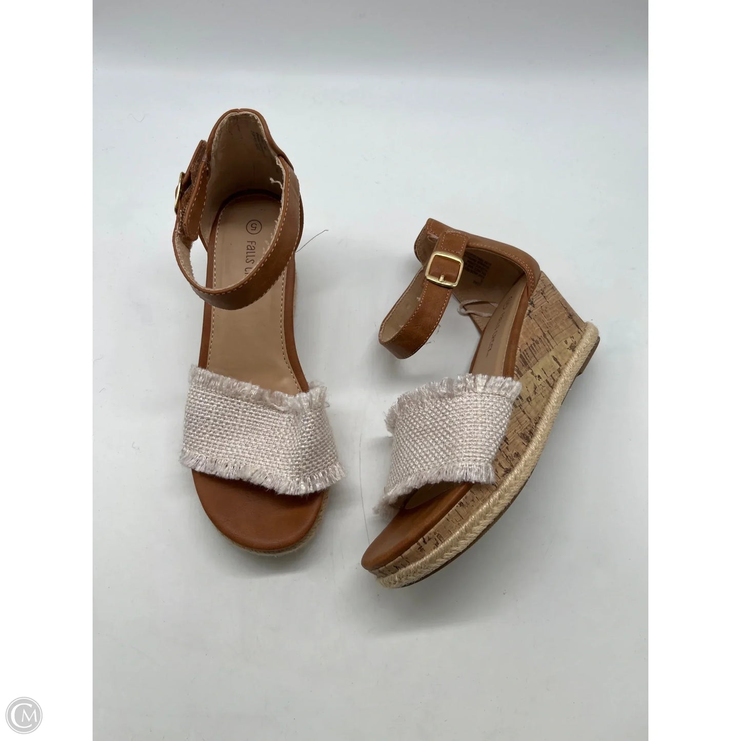 Sandals Heels Wedge By Falls Creek In Tan, Size: 5