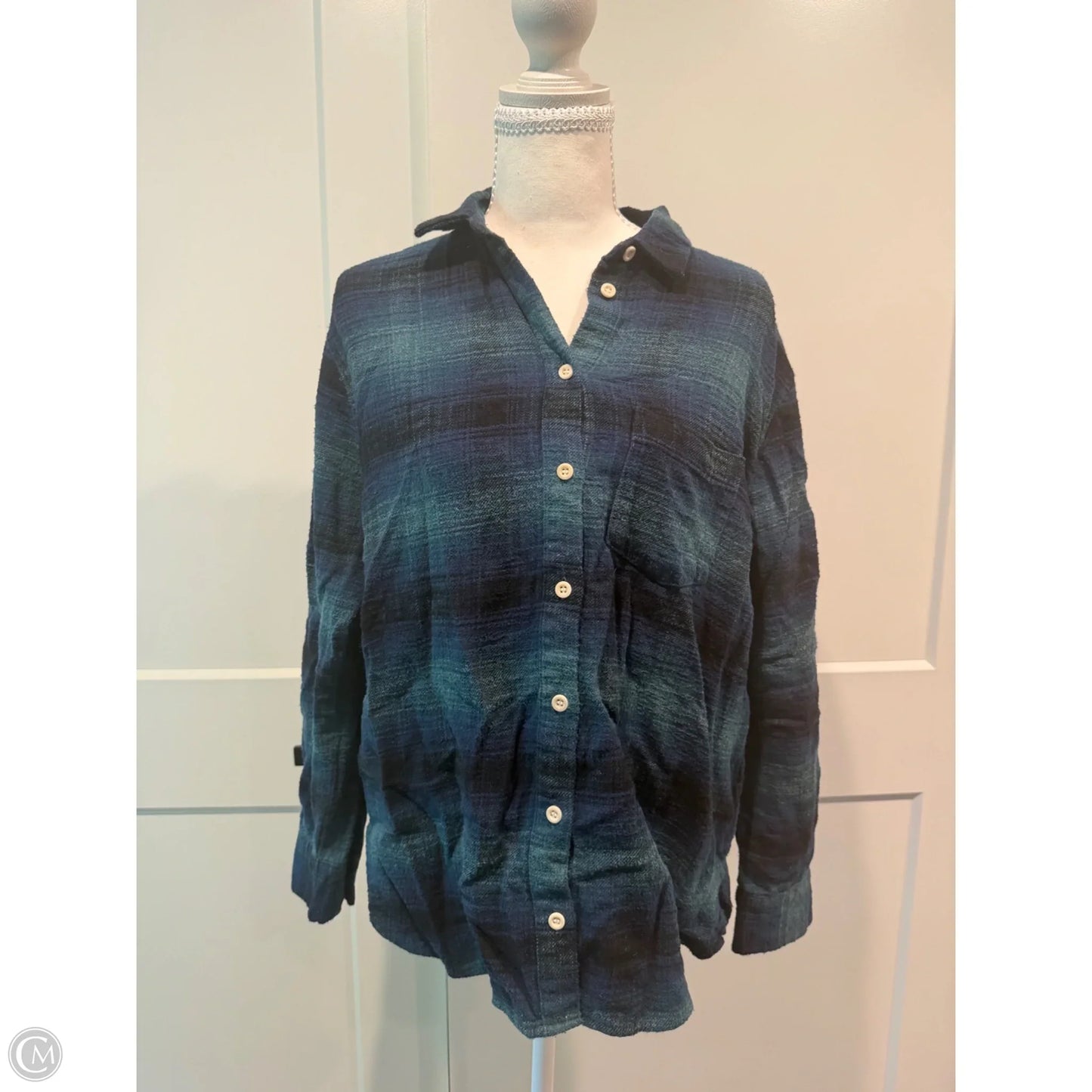 Top Long Sleeve By Madewell In Blue, Size: M