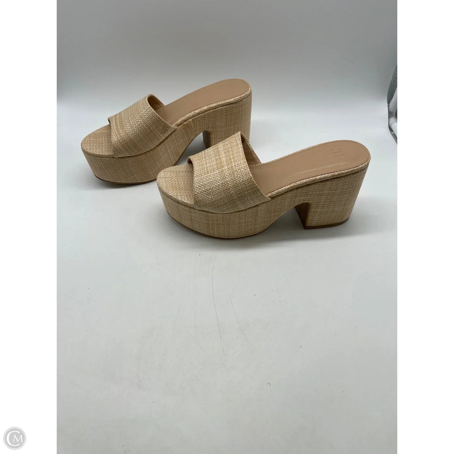 Sandals Heels Platform By Jf In Tan, Size: 7.5