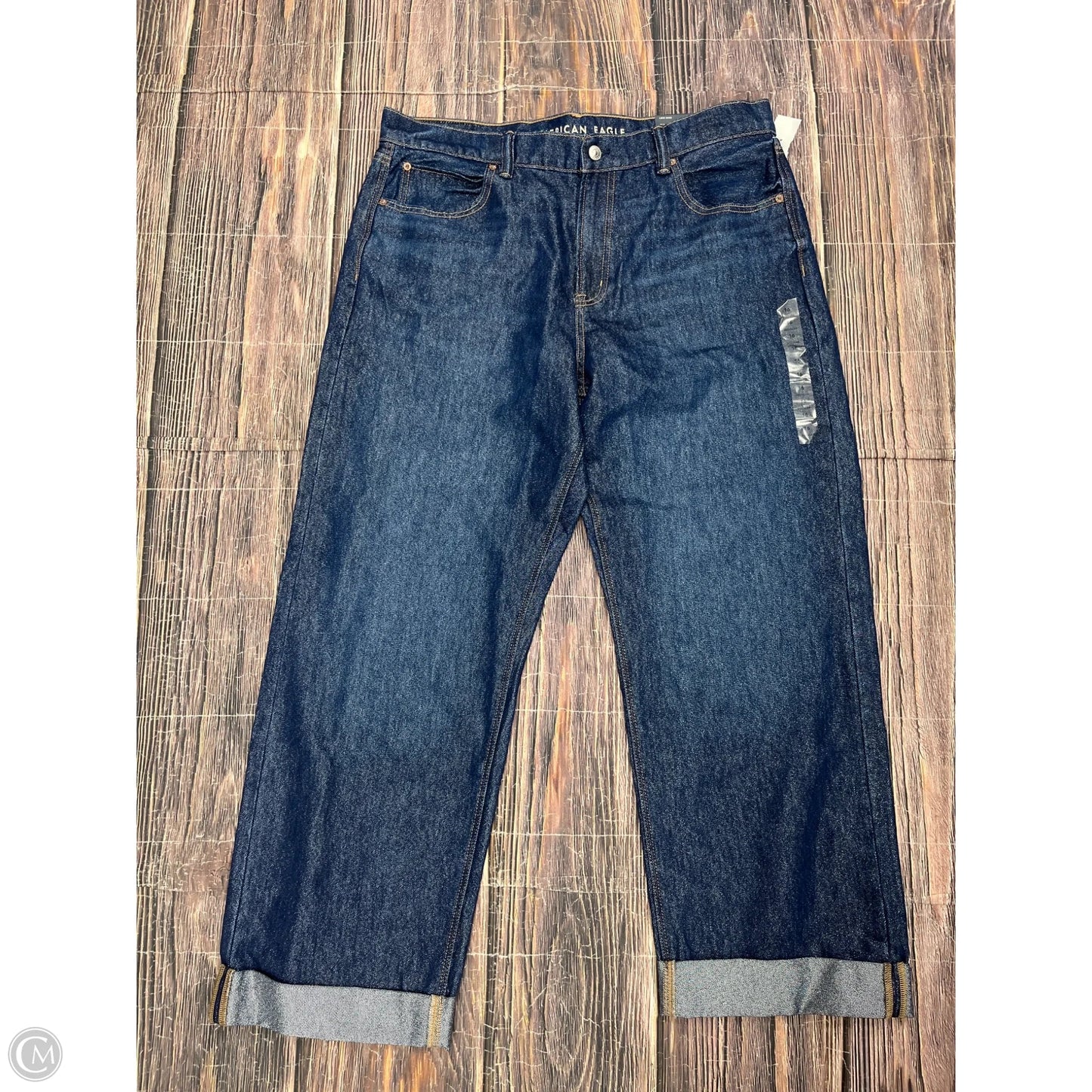 Jeans Wide Leg By American Eagle In Blue Denim, Size: 16