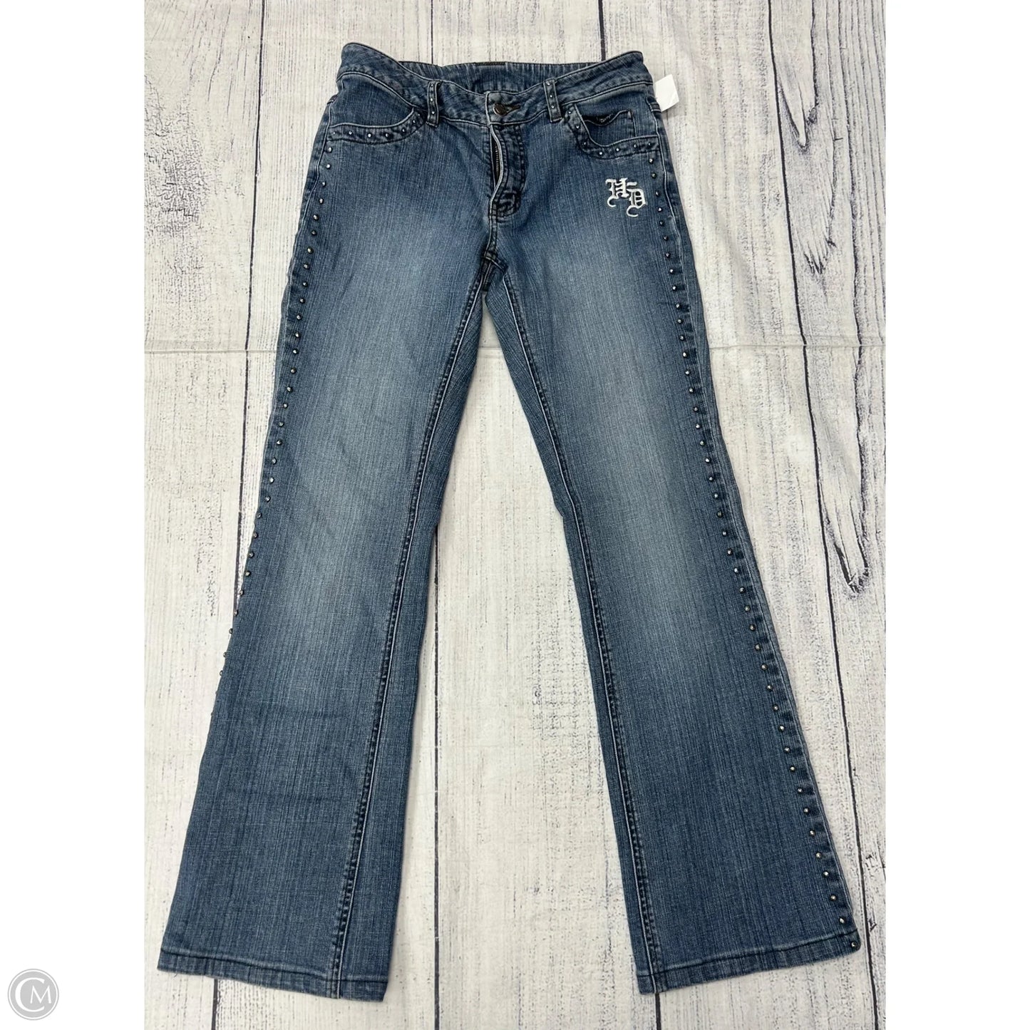 Jeans Flared By Harley Davidson In Blue Denim, Size: 4l