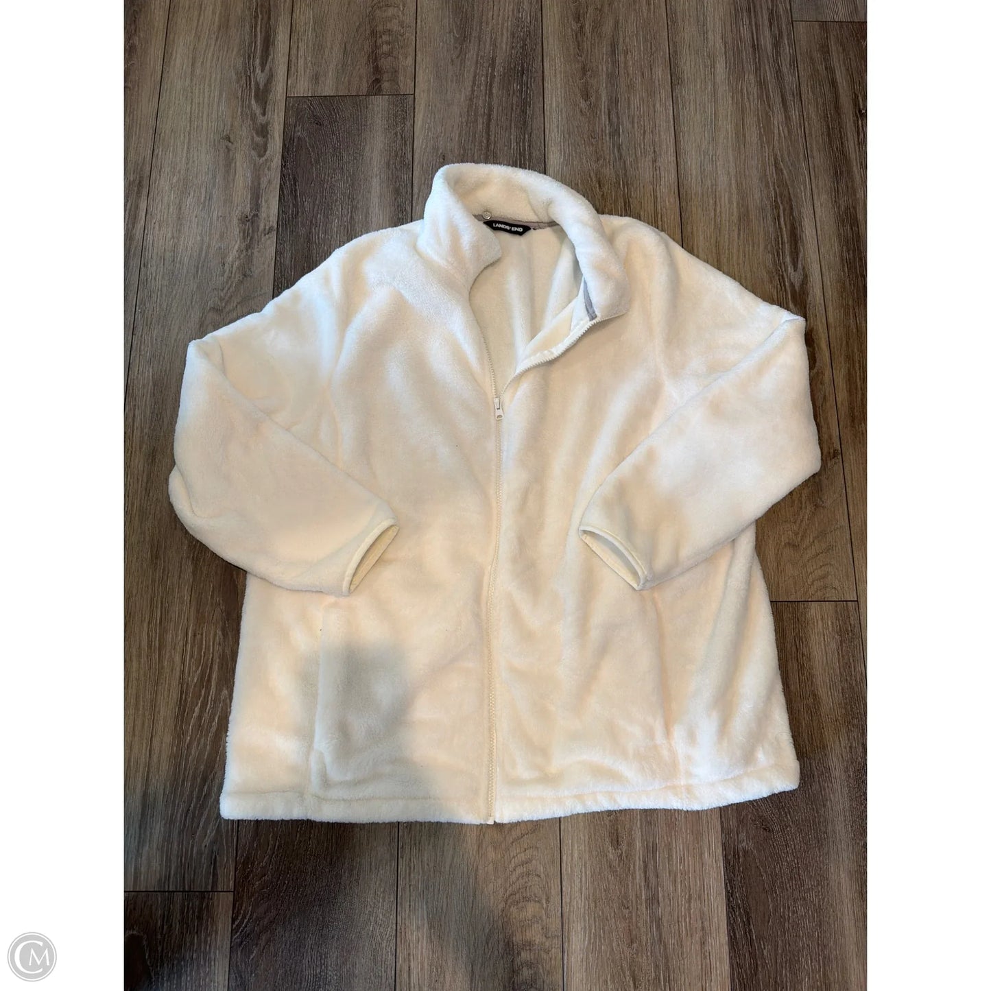 Jacket Fleece By Lands End In White, Size: 1x