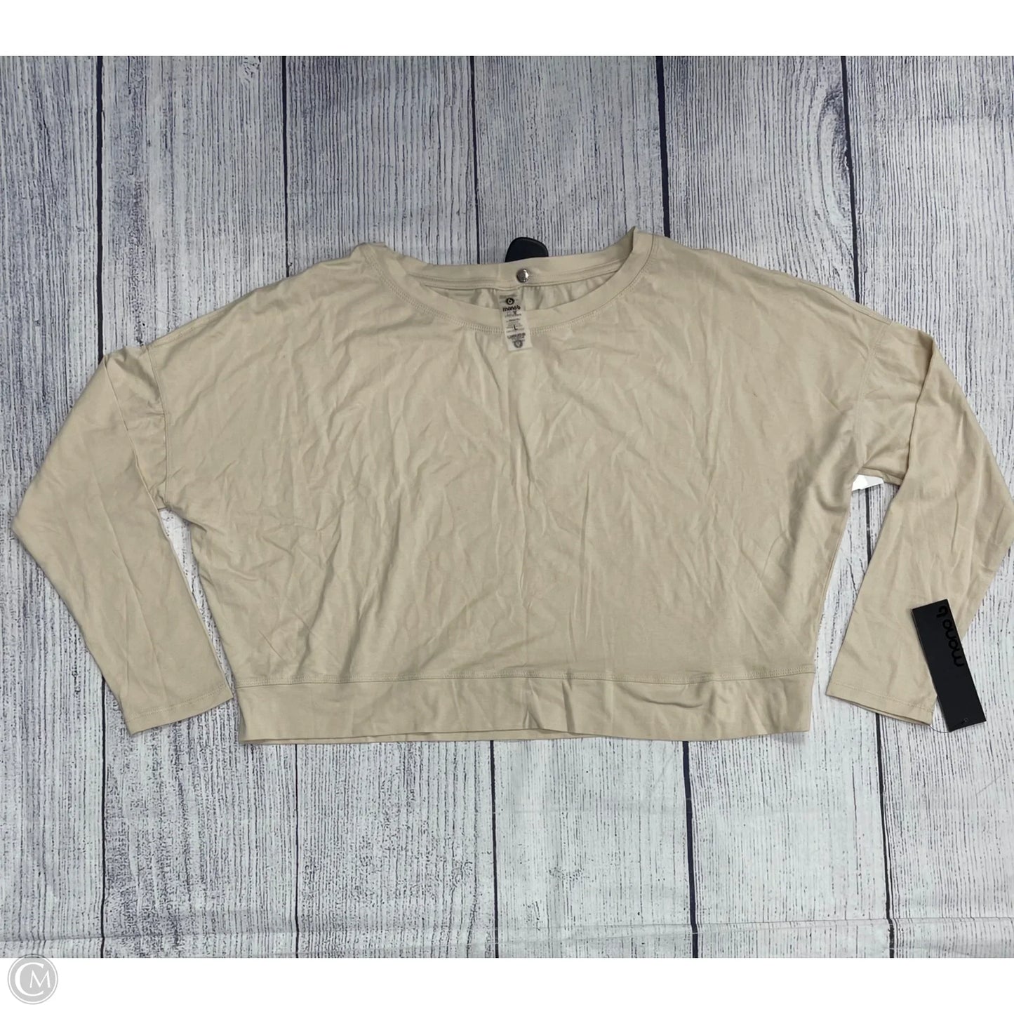 Athletic Top Long Sleeve Crewneck By Mono B In Tan, Size: L