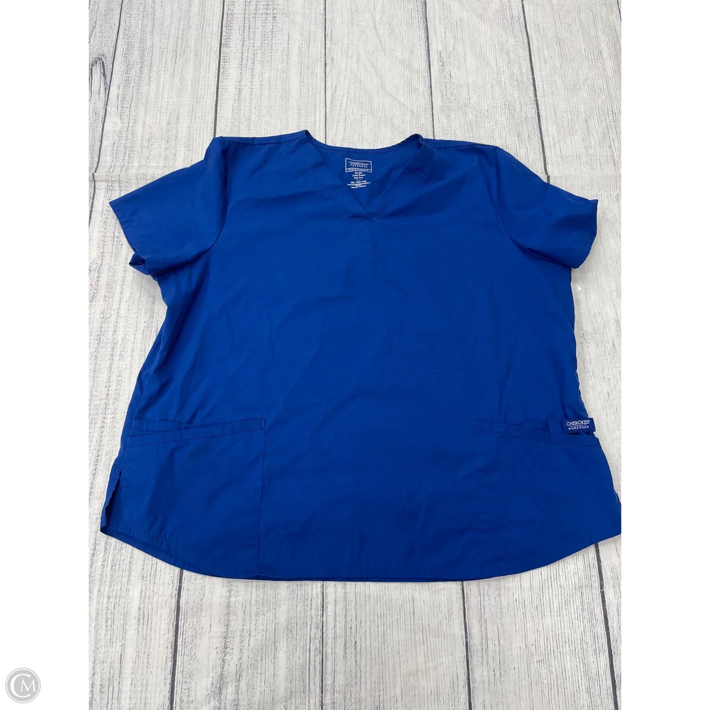 Top Short Sleeve By Cherokee In Blue, Size: 3x