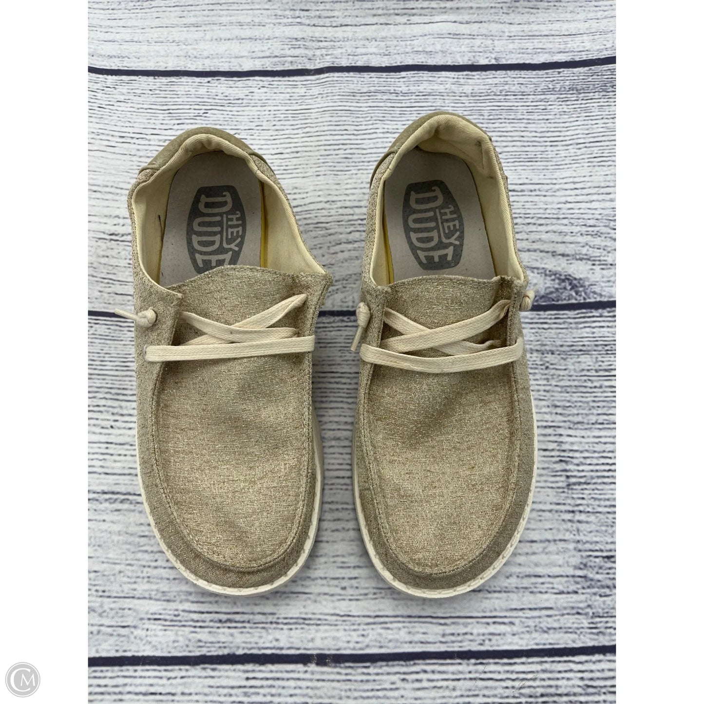 Shoes Sneakers By Hey Dude In Gold, Size: 7