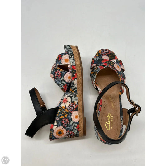 Shoes Heels Wedge By Clarks In Floral Print, Size: 6.5