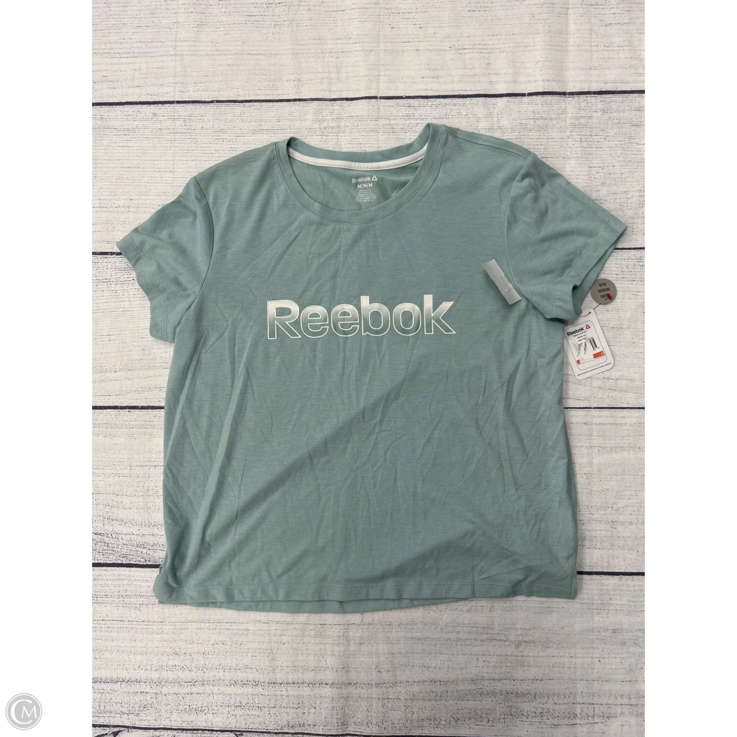 Athletic Top Short Sleeve By Reebok In Green, Size: M
