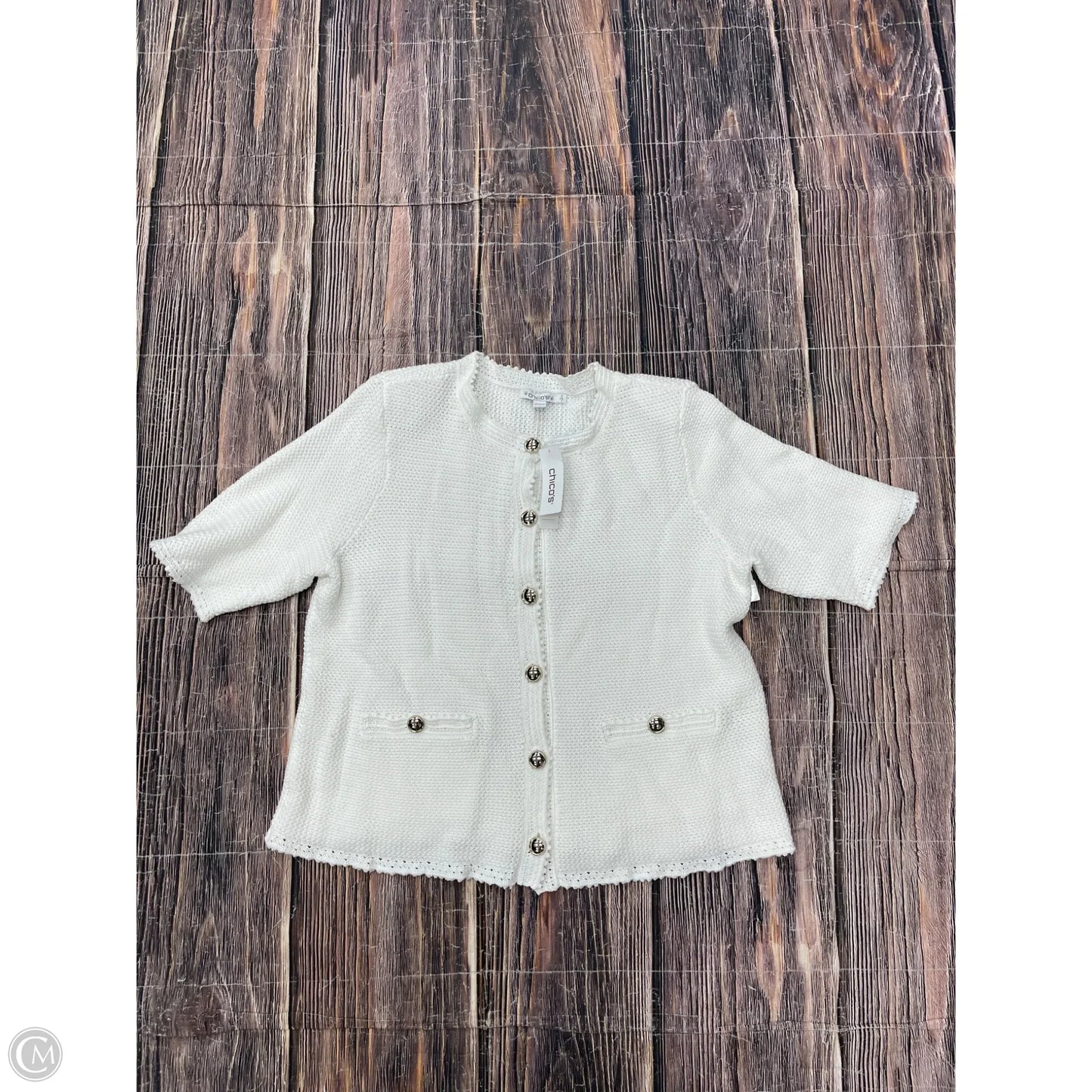 Sweater Cardigan By Chicos In White, Size: L