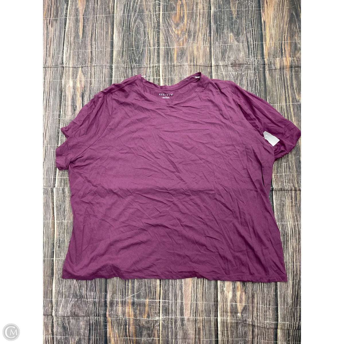 Top Short Sleeve Basic By Ava & Viv In Purple, Size: 4x