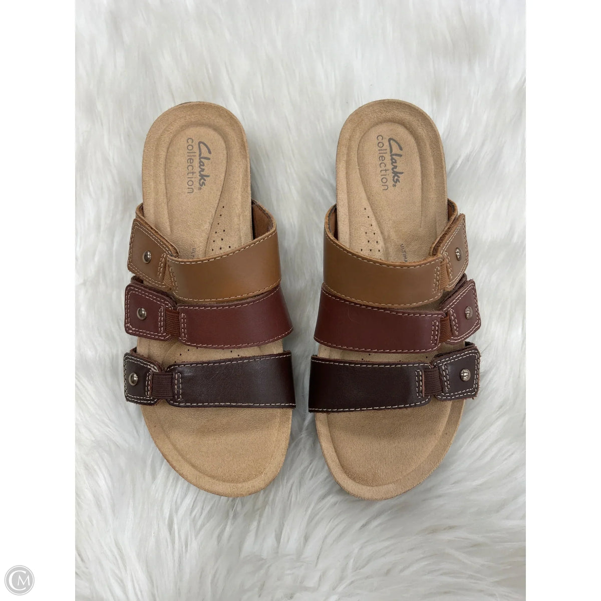 Sandals Heels Wedge By Clarks In Brown, Size: 9