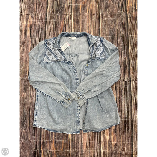 Top Long Sleeve By Maurices In Blue Denim, Size: M